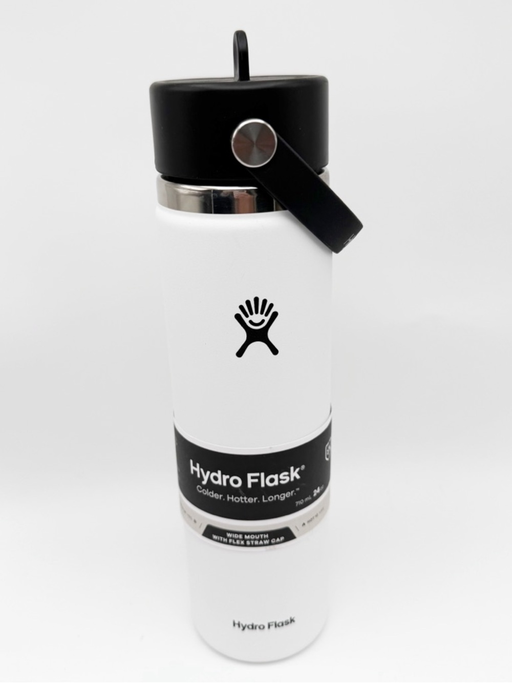 Hydro Flask White & Black Wide Mouth Bottle 24 oz flex straw